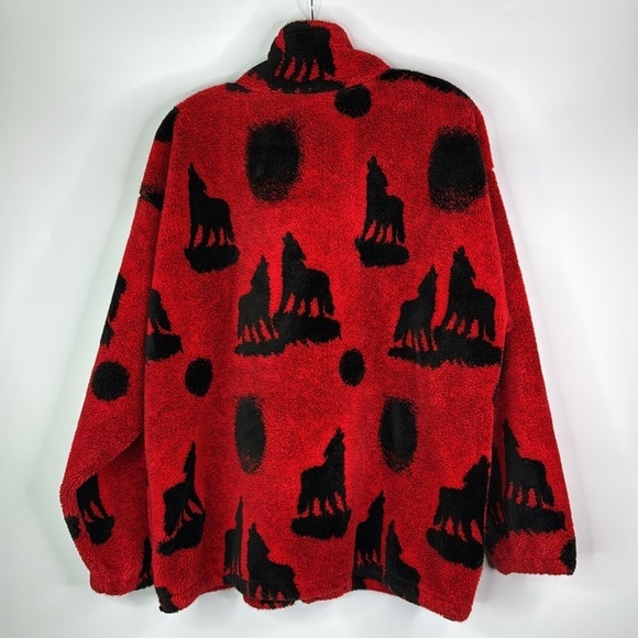 Vintage Four Seasons Red Wolf Moon Full Zip Fleece Jacket Large - Picture 4 of 10